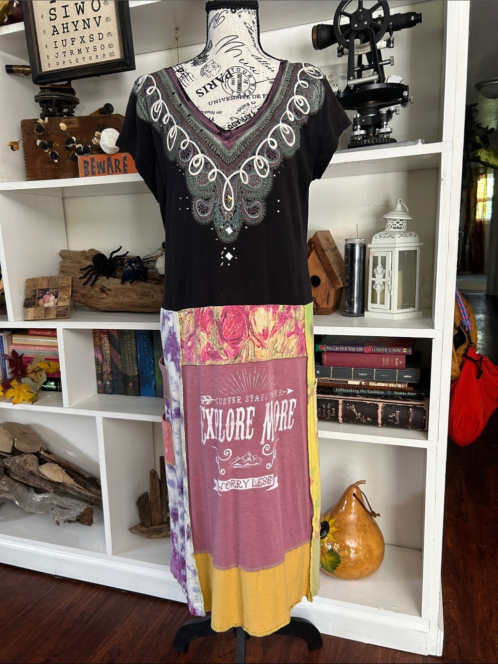 Explore More Patchwork Maxi Dress - Black Multi